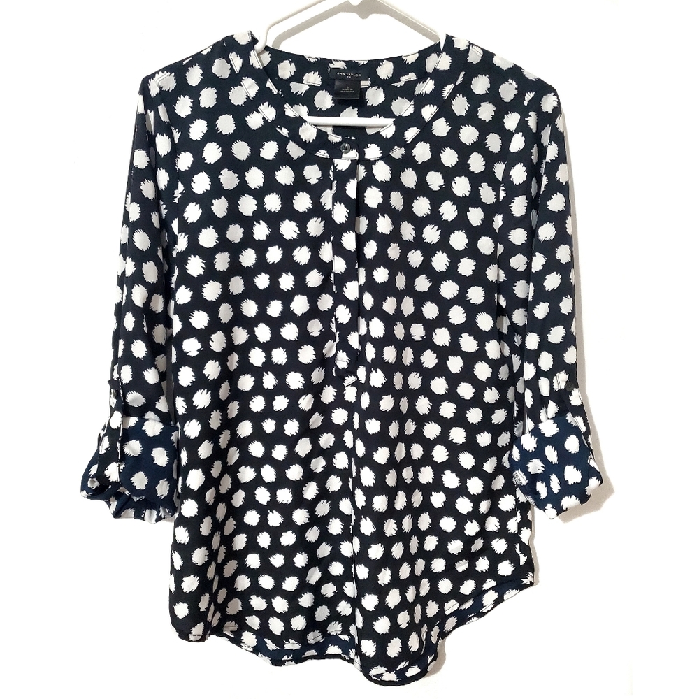 Ann Taylor Top | Long Sleeved Blouse | Color: Black/White | Small